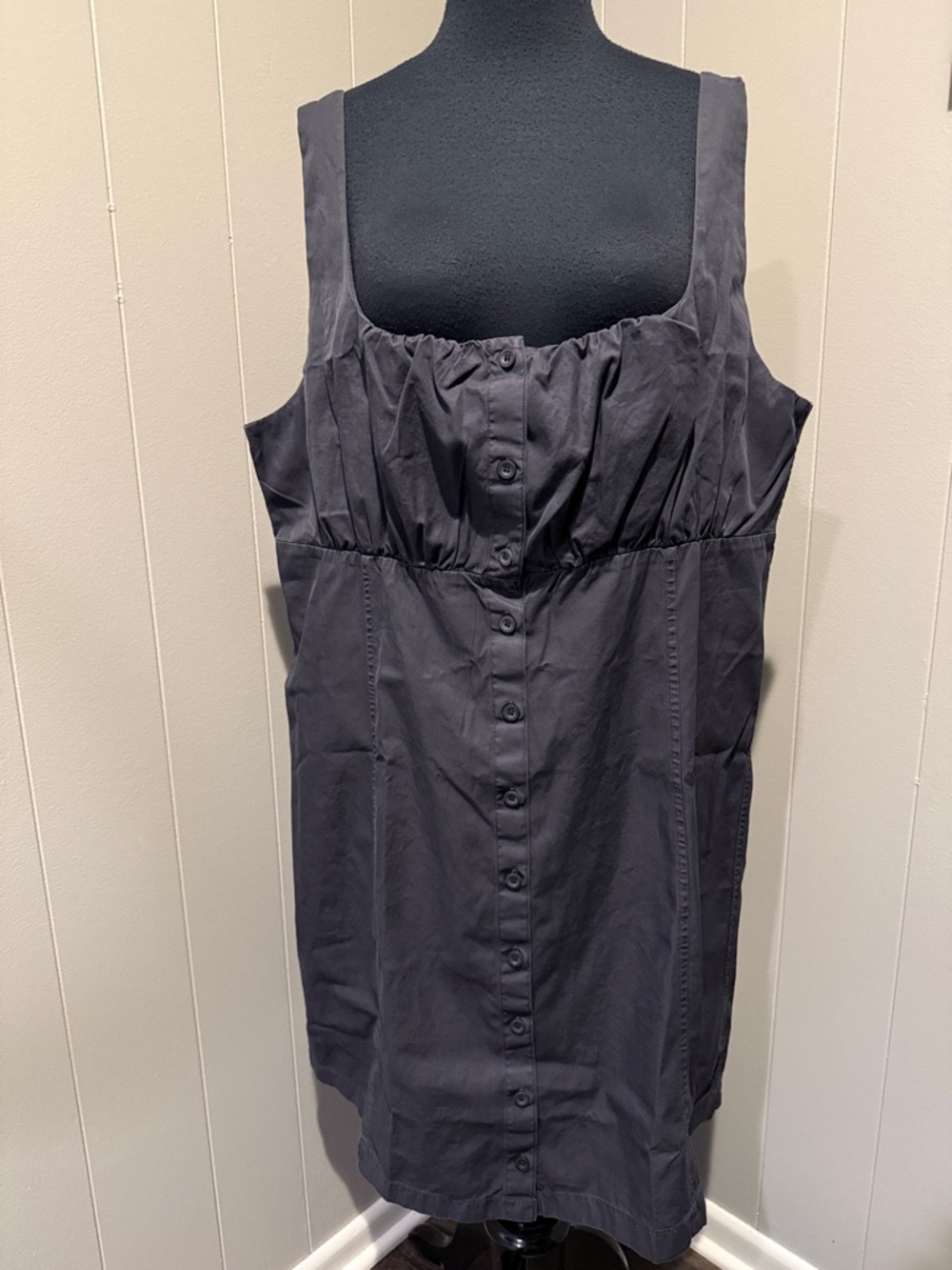 B39 GAP Women’s XL Tall Charcoal Button-Front Midi Tank Dress
